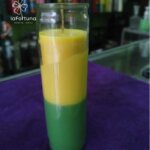 veladora esoterica bocolor verde-amarillo vaso 100 la fortuna