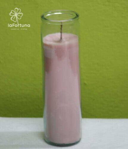 veladora rosada esoterica vaso 100 la fortuna