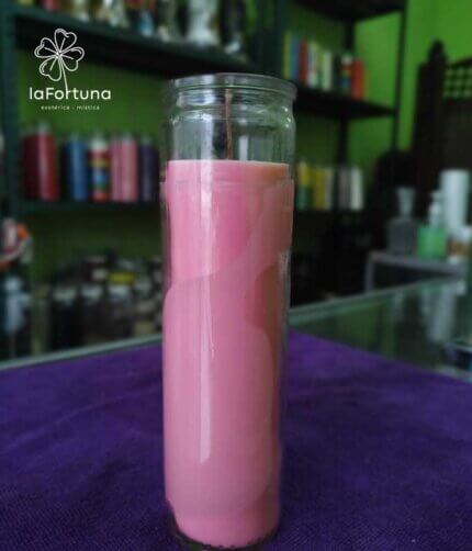 veladora rosada esoterica vaso 100 la fortuna